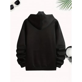 [Cozy Cartoon Hoodie] Cozy Comfort Cartoon Print Men's Hoodie | Long Sleeve Pullover with Fun Animated Character Design, Light Gray, Perfect for Fall and Winter