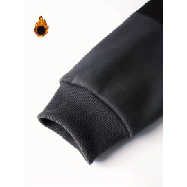 Comfortable Polyester Men's Casual Loose Fit Hoodie, Adjustable Drawstring Fashionable Hooded Sweatshirt For Fall And Winter