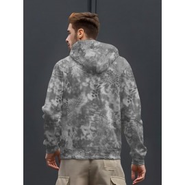 [Heavyweight Camo Hoodie] Heavyweight 290g Men's Camo Print Zip-Up Hoodie | Long Sleeve Pullover with Pockets, Black & Gray Snake Design, Casual Style, Outdoor Sports Wear | Camouflage Print Hoodie | Durable Outdoor Apparel