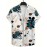 Men'S Floral Print Short Sleeve Shirt - 3D Print Blue, Orange & Brown Flowers & Leaves, Casual Summer Style with Button-Up Collar, Lightweight Polyester Fabric for Casual Attire, Floral Shirt