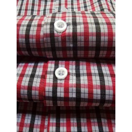 [Red Checkered Dress Shirt] Classic Red & White Checkered Men's Dress Shirt - Long Sleeve Point Collar Button-Up | Machine Washable Regular Fit for All-Season Formal & Casual Wear (CS7067)