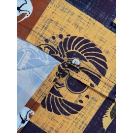 Men'S Vintage Egyptian-Inspired Geometric Art Print Short Sleeve Shirt - Casual Stand Collar, Button-Up, Non-Stretch Fabric, Regular Fit for Summer Outdoor & Casual Attire, All-Season Comfort, Summer Casual Wear | Artistic Print Shirt | Nonstretch F