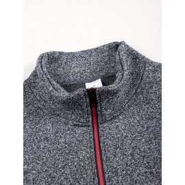 Men'S Cozy Fleece-Lined Sleeveless Vest - Maroon Zip-Up with Pockets, Retro Casual Style, Warm & Comfortable for Fall/Winter, Versatile Outdoor & Sporty Wear, Winter Vest, Sporty Vest, Minimalist Design, Soft Texture