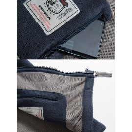 Men'S Patriotic Vest with American Flag Embroidery - Warm Fleece-Lined Fishing Vest for Outdoor Sports, Casual Style, Zip-Up Design, Black & Gray, Polyester Filler, Perfect for Fall/Winter