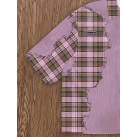 Men'S Casual Plaid Patchwork Short - Brown & White Checkered Pattern, Loose Fit Streetwear Style, Non-Stretch Fabric, Perfect for Camping & Casual Attire, Camping Apparel | Checkered Pattern Shirt | Nonstretch Fabric, Compression Shirt for Men, Gym