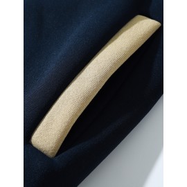 Men'S Navy Blue & White Patchwork Baseball Jacket - NY Logo & Letter Print, Snap Closure, Long Sleeve, Regular Fit with Pockets for Casual Streetwear, Baseball Jacket, Durable Fabric