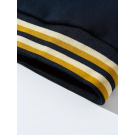 Men'S Navy Blue & White Patchwork Baseball Jacket - NY Logo & Letter Print, Snap Closure, Long Sleeve, Regular Fit with Pockets for Casual Streetwear, Baseball Jacket, Durable Fabric