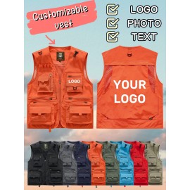 Men's Custom Logo Tactical Vest with ized Logo Printing - Heavy-Duty Multi-Pocket -Grade Vests for Outdoor,, - All-Season Wear (, MOLLE System Compatible, Durable Vest) - Add Your Logo